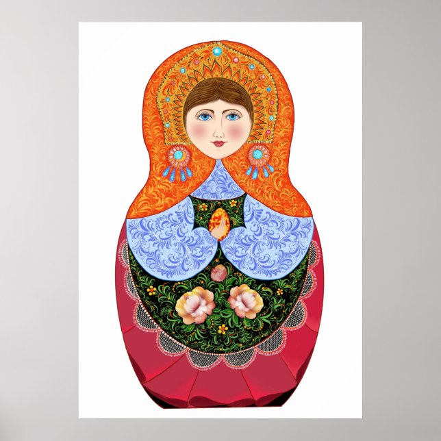 Matryoshka-Puppe in der russischen Volkskunst Khok Poster (Vorne)