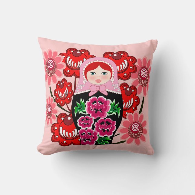 matryoshka Puppe und russische Volkskunst Kissen (Vorderseite)