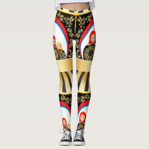 Matryoshka Puppen mit dem Gold mit Blumen Leggings