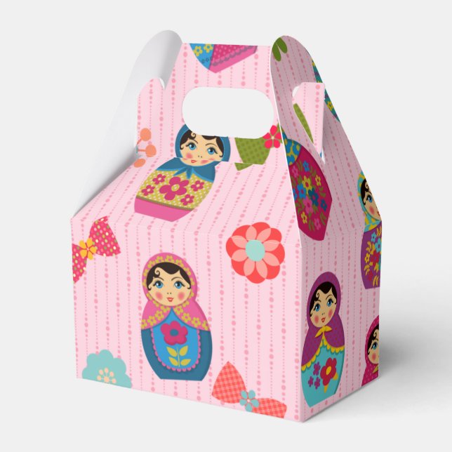 Matryoshka Russische Dollars Rosa Hintergrund Geschenkschachtel (Vorderseite)