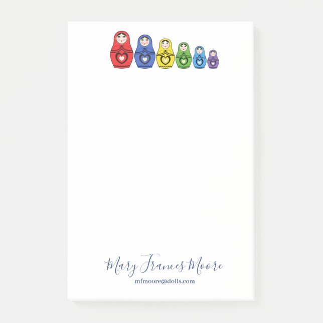 Matryoshka Russische Nesting Dolls Post-it Klebezettel (Vorderseite)