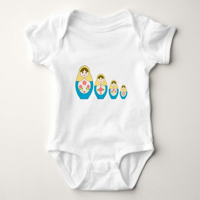 Matryoshka russische Verschachtelungs-Puppen Baby Strampler (Vorderseite)