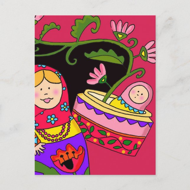 Matryoshka's Baby Ukrainian Folk Art Postkarte (Vorderseite)