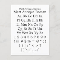 Matt Antique Roman - Zazzle Schriftart Sampler She