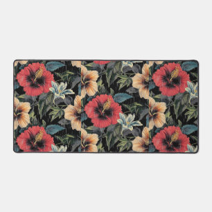 Matt de bureau avec Hibiscus Floral Design