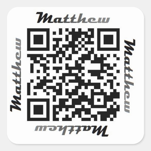 Matt (Matthew) QR Code Personalisiert NAME Sticker (Vorderseite)