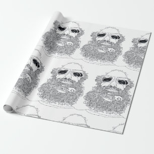Matt mit einem Vogel in seinem Bart-Packpapier Geschenkpapier