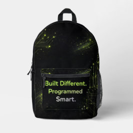 Matt schwarze und elektrisch limegrüne Muster AI-K Bedruckter Rucksack