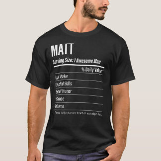 Matt Serving Size Nutrition Label Calories T-Shirt