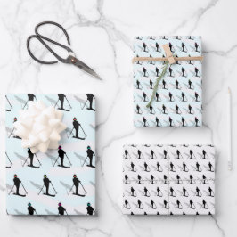 matt wrapping paper downhill skier graphic design geschenkpapier set