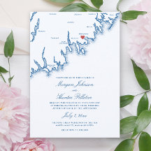 Mattapoisett MA Karte Elegante Navyblaue Hochzeit