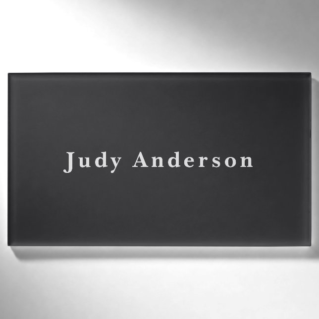 Matte Black Beruflich Schlicht Moderne Elegante Namenschild (Vorderseite)