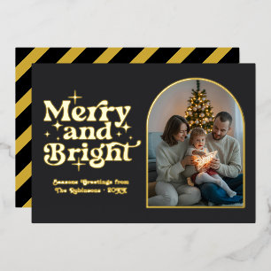 Matte Black & Gold Modernes Retro Weihnachtsfest F Folien Feiertagskarte