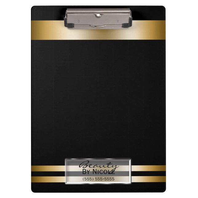 Matte Black Gold Shine Elegante Glam Personalisier Klemmbrett (Vorderseite)