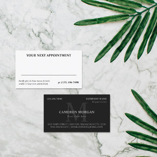 Matte Black Gray Mit Monogramm Beruflich Terminkarte
