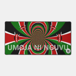 Matte Black Kenya Flag Umoja ni Nguvu | Sleek Dark Schreibtischunterlage