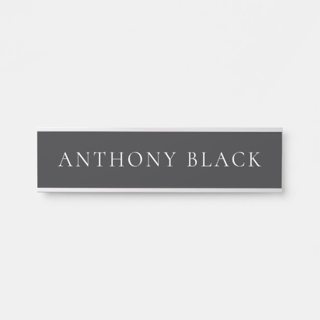 Matte Black Minimalist Plain Elegant Classical Türschild (Vorderseite )