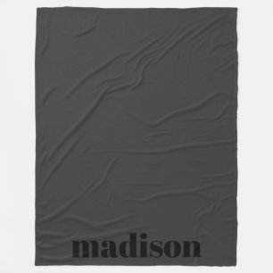 Matte Black Modern Monogram Personalisiert Name Fleecedecke