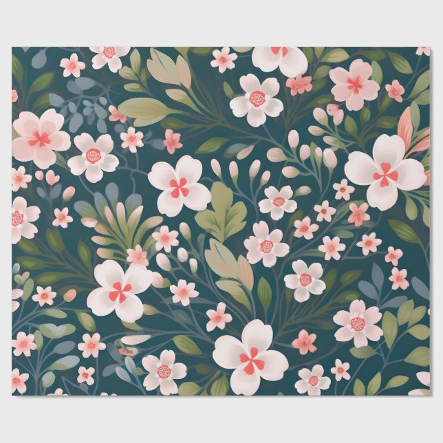 Matte Floral Wrapping Paper – Elegant Flower  Geschenkpapier (Flach)