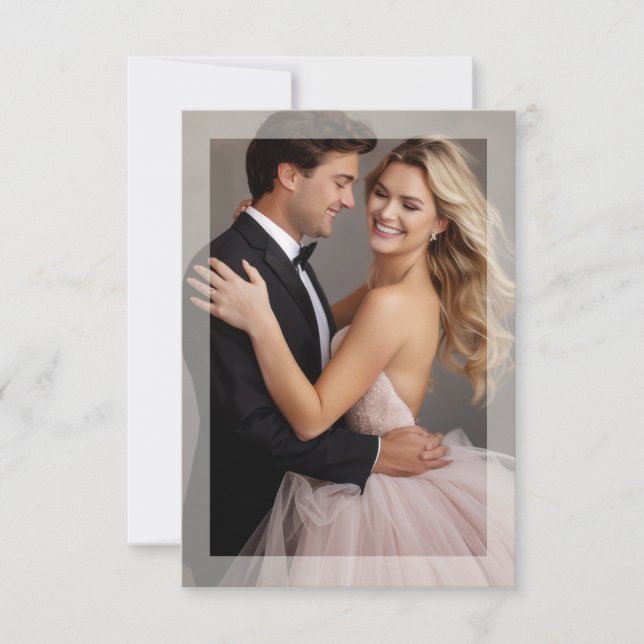 Matte Frame Foto Hochzeit goldbeige UAWG RSVP Karte (Vorderseite)