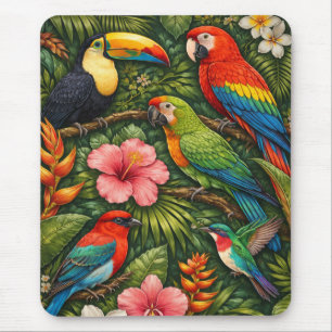 Matte für tropische farbenfrohe Vögel Retro-Tukan Mousepad