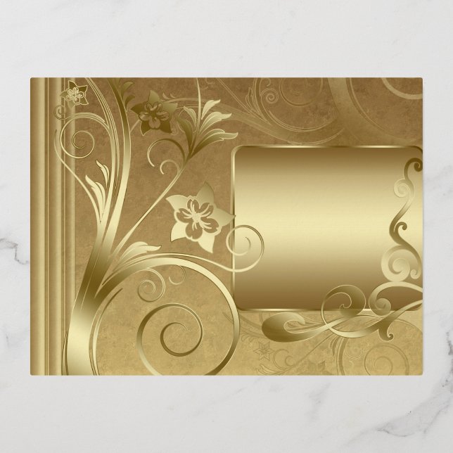 Matte Gold-Etiketten Folie Einladungspostkarte (Vorderseite)