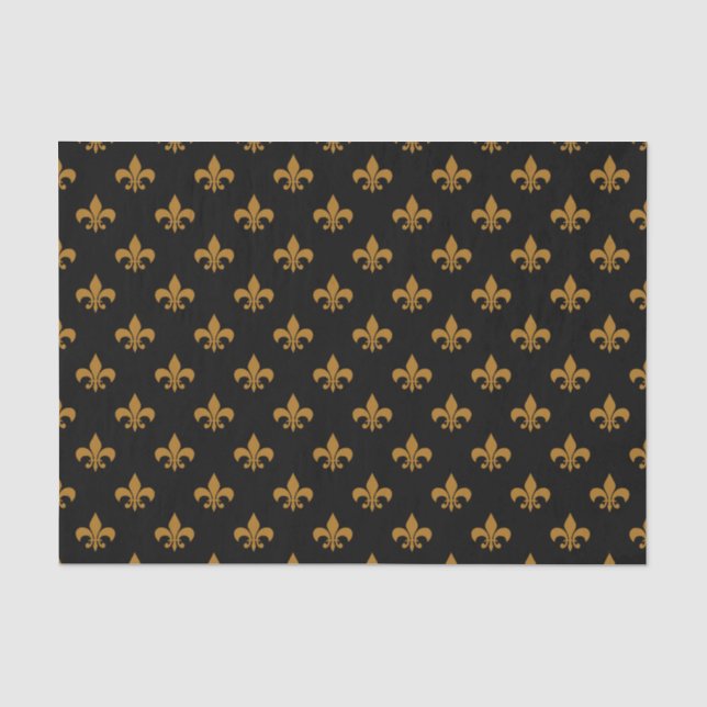 Matte Gold Fleur-de-lis auf Black Seidenpapier (Vorderseite)