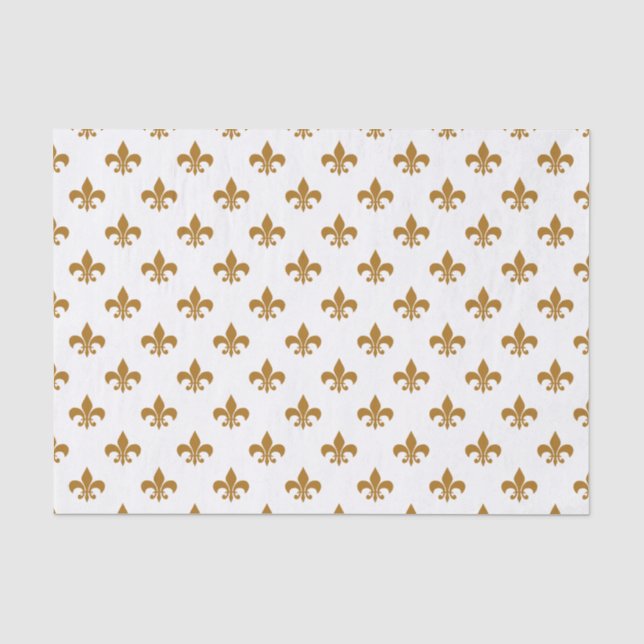 Matte Gold Fleur-de-lis auf Weiß Seidenpapier (Vorderseite)