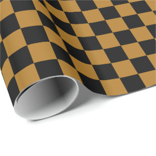 Matte Gold und Black Checkered Geschenkpapier