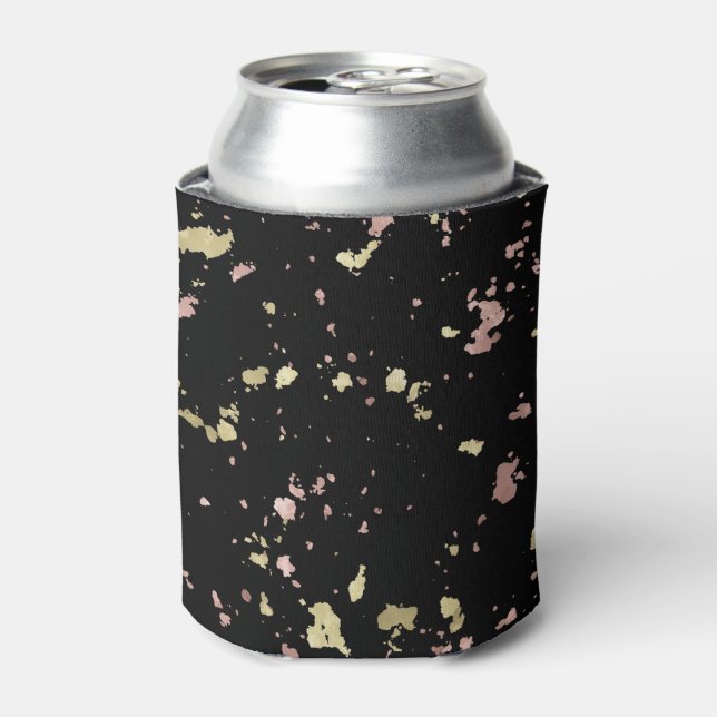 Matte Gold und Rose Gold Flakes Black Dosenkühler (Kanne Vorderseite)