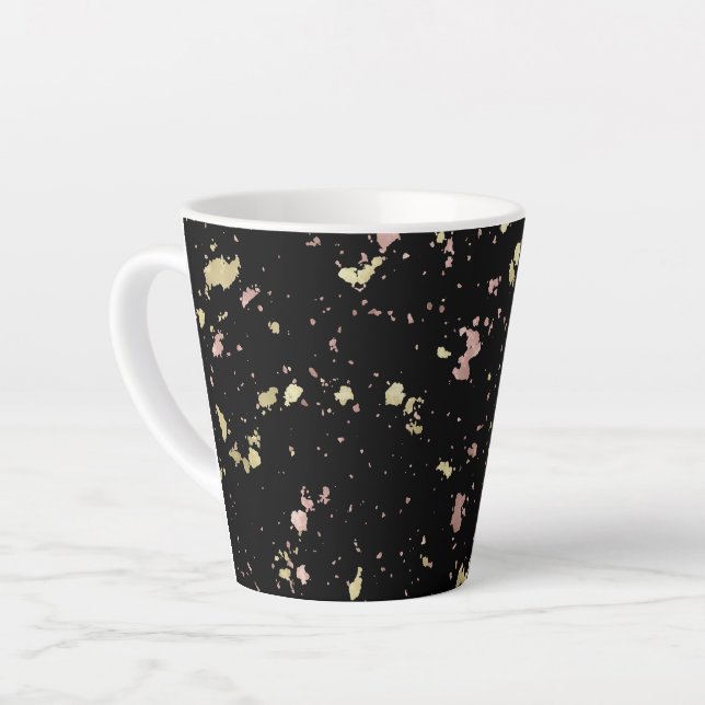 Matte Gold und Rose Gold Flakes Black Milchtasse (Linke Ecke)