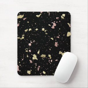 Matte Gold und Rose Gold Flakes Black Mousepad