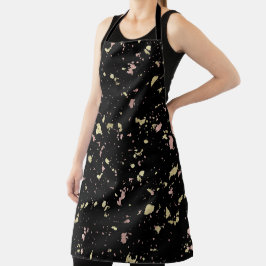 Matte Gold und Rose Gold Flakes Black Schürze