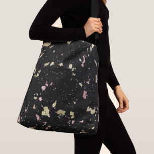Matte Gold und Rose Gold Flakes Black Tragetaschen Mit Langen Trägern