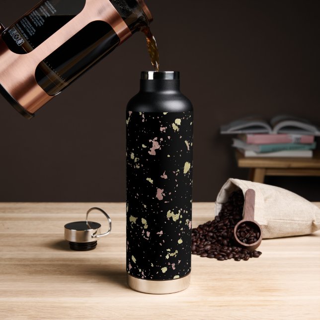Matte Gold und Rose Gold Flakes Black Trinkflasche (Kaffee)