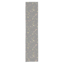 Matte Gold und Rose Gold Flakes Dunkelgrau Kurzer Tischläufer