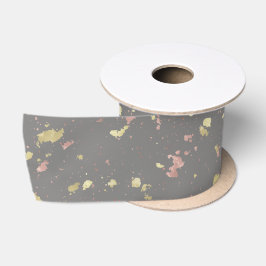 Matte Gold und Rose Gold Flakes Dunkelgrau Satinband