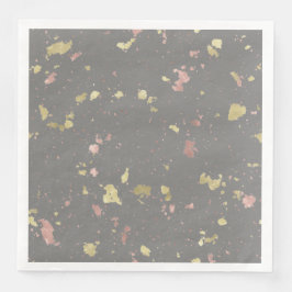 Matte Gold und Rose Gold Flakes Dunkelgrau Serviette
