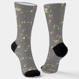 Matte Gold und Rose Gold Flakes Dunkelgrau Socken