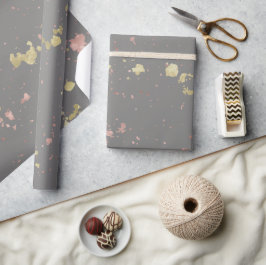 Matte Gold und Rose Gold Flakes Warmes Dunkles Gra Geschenkpapier