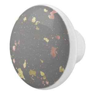 Matte Gold und Rose Gold Flakes Warmes Dunkles Gra Keramikknauf