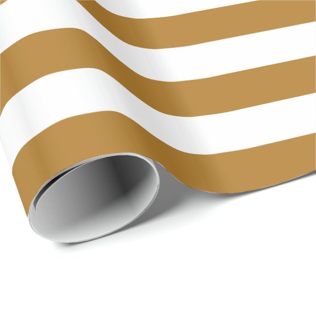 Matte Gold und Weiß Streifen Geschenkpapier (Rolleneckpunkt)