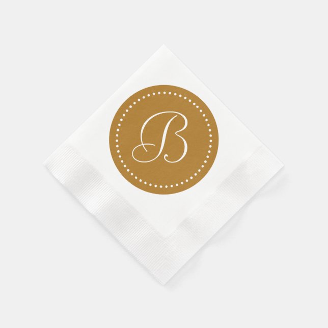 Matte Gold/White Dot Monogramm Serviette (Ecke)