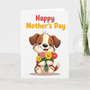 Matte Happy Dog Bouquet Grußkarte Karte