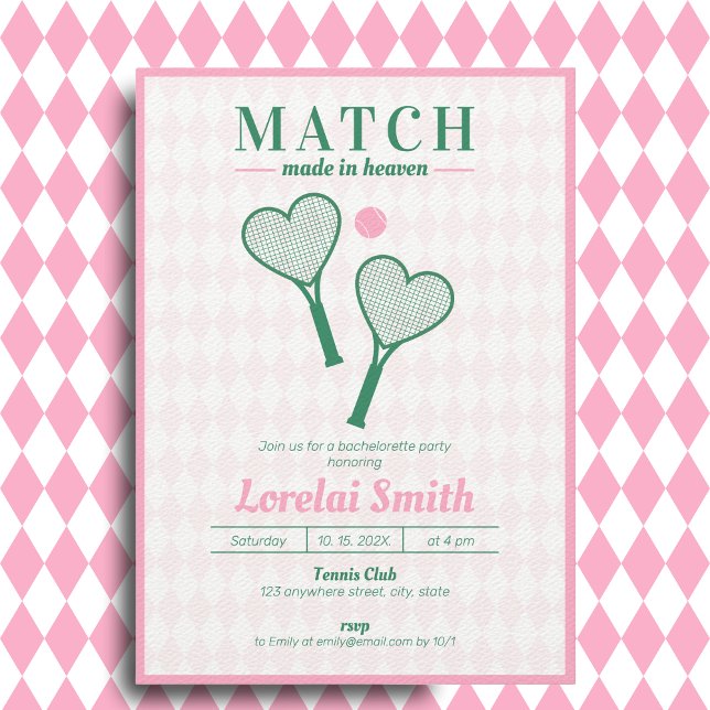 Matte made in Heaven Tennis Club Bachelorette Einladung (Von Creator hochgeladen)