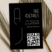 Matte Monogramm Minimal QR-Code Hochzeit Schwarz