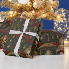Matte Nativity Santa Christmas Wrapping Paper Geschenkpapier
