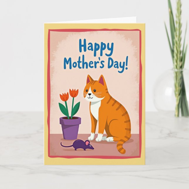 Matte Orange Katze Fröhliche Karte (Vorderseite)