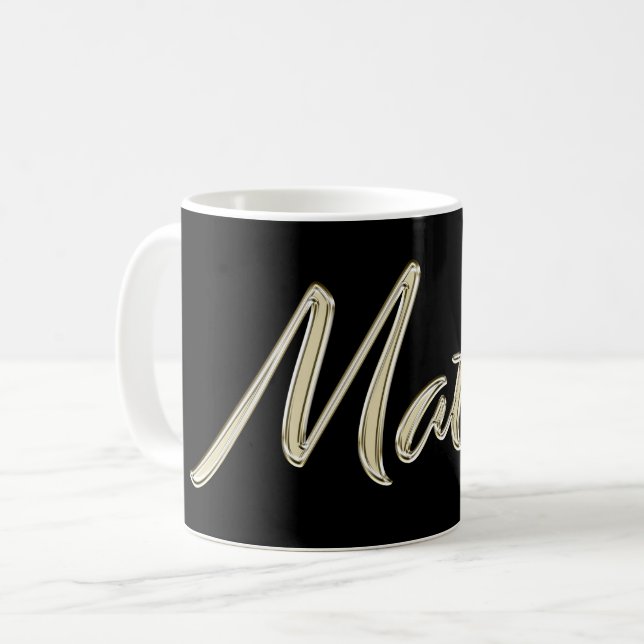 Matteo Name whitegold Tasse Teetasse Kaffeetasse (Vorderseite Links)