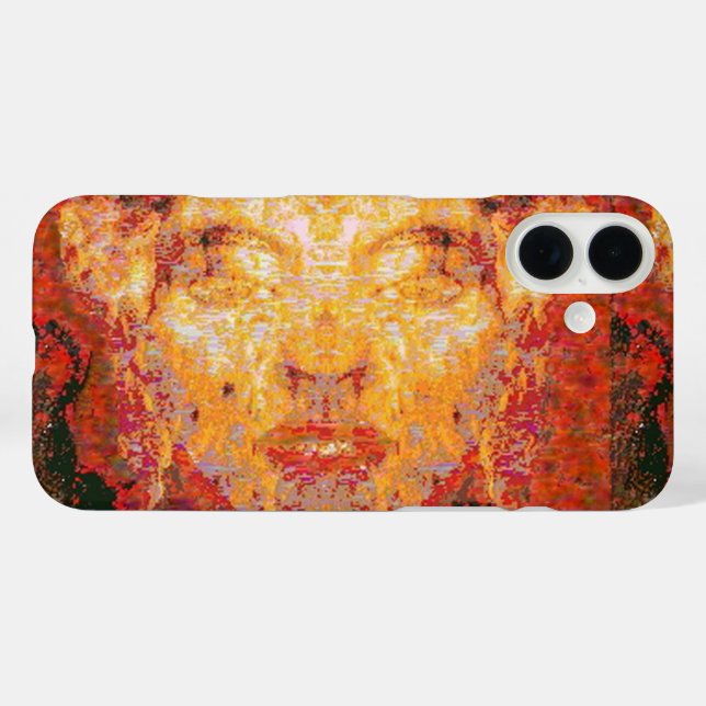 MATTER: Fraktal-Maske in Rot-Gelb iPhone 16 Plus Hülle (Rückseite (Horizontal))